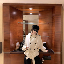 板栗可可Bankelili'衰败城市'秋季设计感短款立领双排扣风衣外套