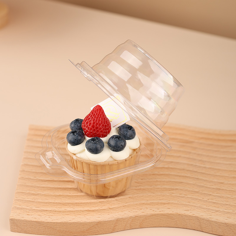 Disposable cupcake wrapper packaging box, integrated plastic transparent single egg tart plate, egg tart cake packing box