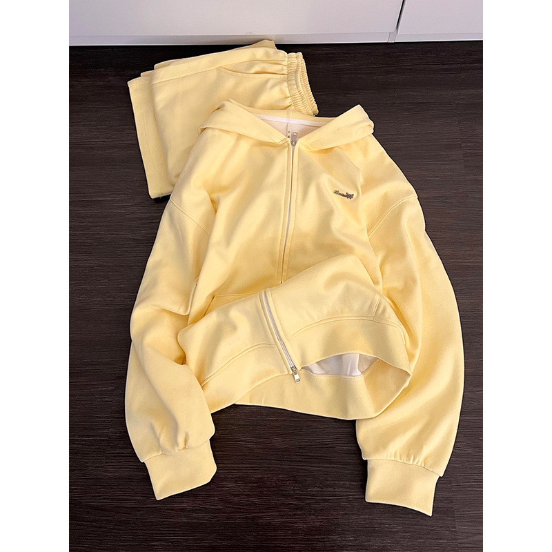 韩系甜美可爱慵懒风兔耳朵连帽睡衣女春秋新款宽松休闲家居服套装|undefined