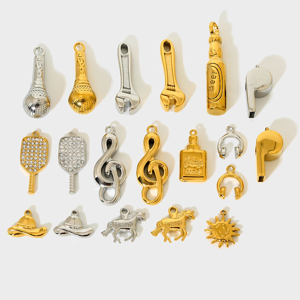 3g Weight 0.03µm-0.05µm Gold Plating Thickness PVD Coated Gold Plating Process Pendant Jewelry Making Type 18K Real Gold Plated Plating Material 1 Piece Quantity 304 Stainless Steel Material Whistle, Notes, Horse Pattern Modern Style, Classic Style Style Plating Craft 1 Piece 304 Stainless Steel Whistle Notes Horse Polished Pendant DIY Ornament Accessories 20