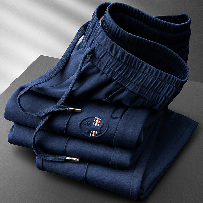 Exquisite Pressure-Sensitive Convex Puppy Pants Men's Summer Thin Smooth Soft Ice Silk Modal Straight Sports Casual Pants