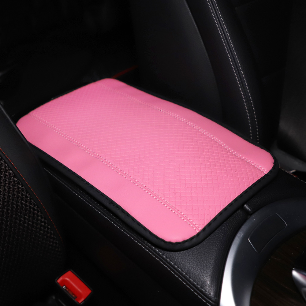 All-season universal armrest box mat, fiber leather embossed, double-stitched, non-slip central armrest box cover mat, Model YL