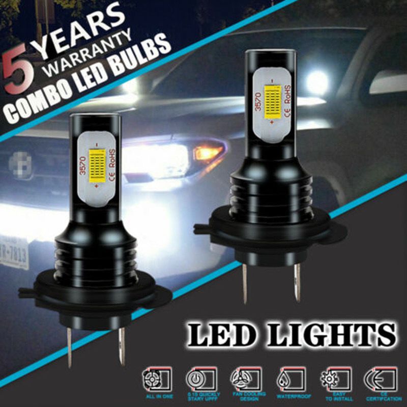 Fuente transfronteriza H7 3570 80W lámpara de niebla para automóviles lámpara LED lámpara de automóviles carcasa negra luz blanca luz azul image 2