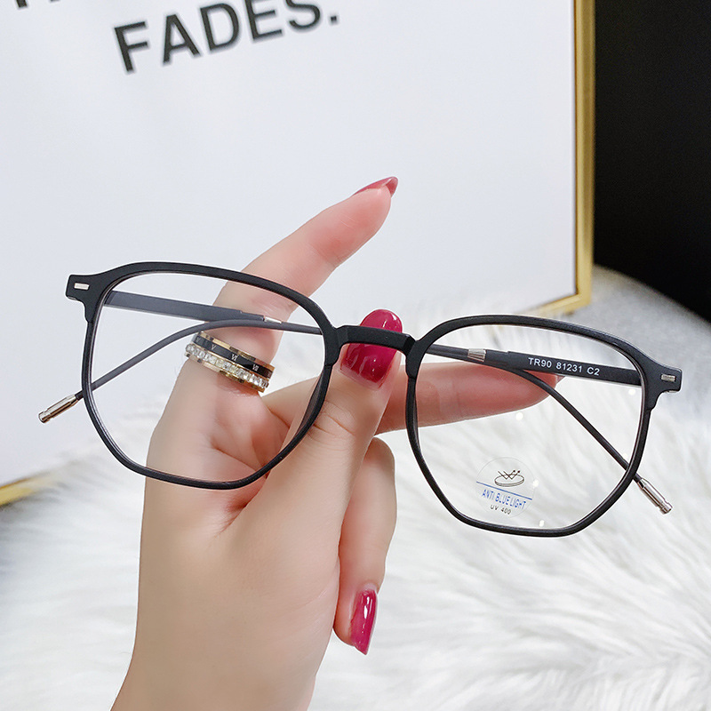 Moda tr90 anti-azul luz gafas red de las mujeres rojo polígono Irregular marco gafas moda asférica miopía gafas