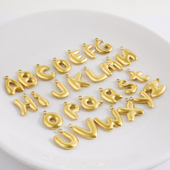 304 ステンレス鋼ヨーロッパとアメリカのクロスボーダー 26 英字ペンダントアクセサリー 18K ゴールドバブルボディピアスペンダントジュエリー