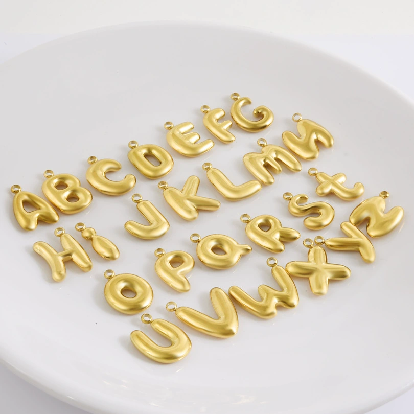 Подвеска-кулон из нержавеющей стали 304, европейский и американский дизайн, 26 английских букв, позолота 18К, для пирсинга