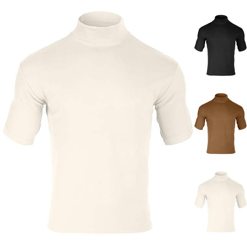 Men's Solid Colour Short Sleeve T-shirt For Spring And Autumn_voghion.com
