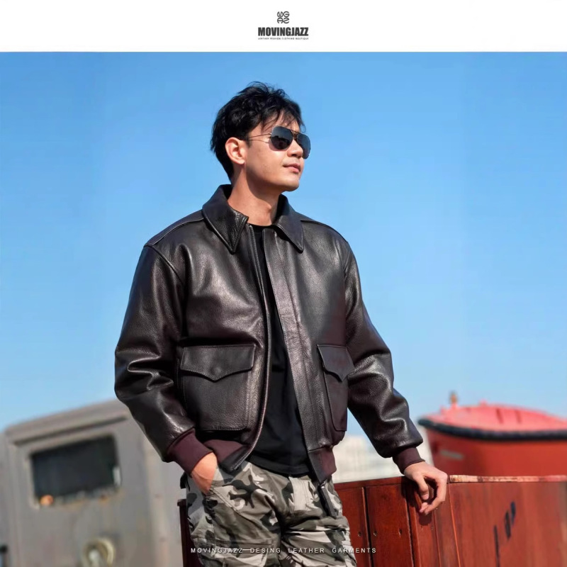 Maillard Genuine Leather Retro Moto Suede Lapel Air Force a2 Leather Jacket Aviator Leather Jacket Men's plus size Jacket