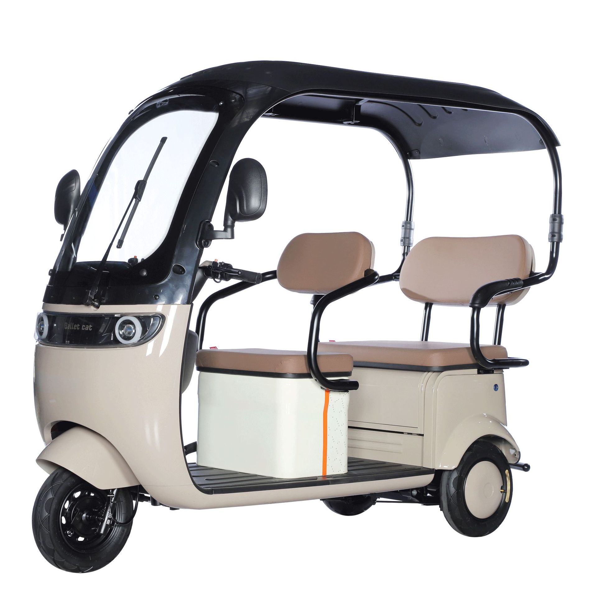 Nuevo triciclo eléctrico semi-cerrado de dos filas de tres asientos cubierta de automóvil a prueba de lluvia doméstico de tres ruedas de baterías de ocio