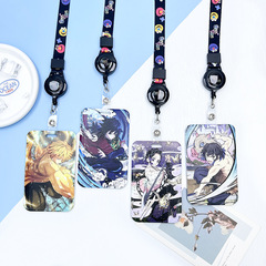 Neck Strap Cartoon Card Case Student ID Card Water Card Meal Card Protective Cover Slip Cover Engraving Adjustable Bus Card Holder Foreign Trade