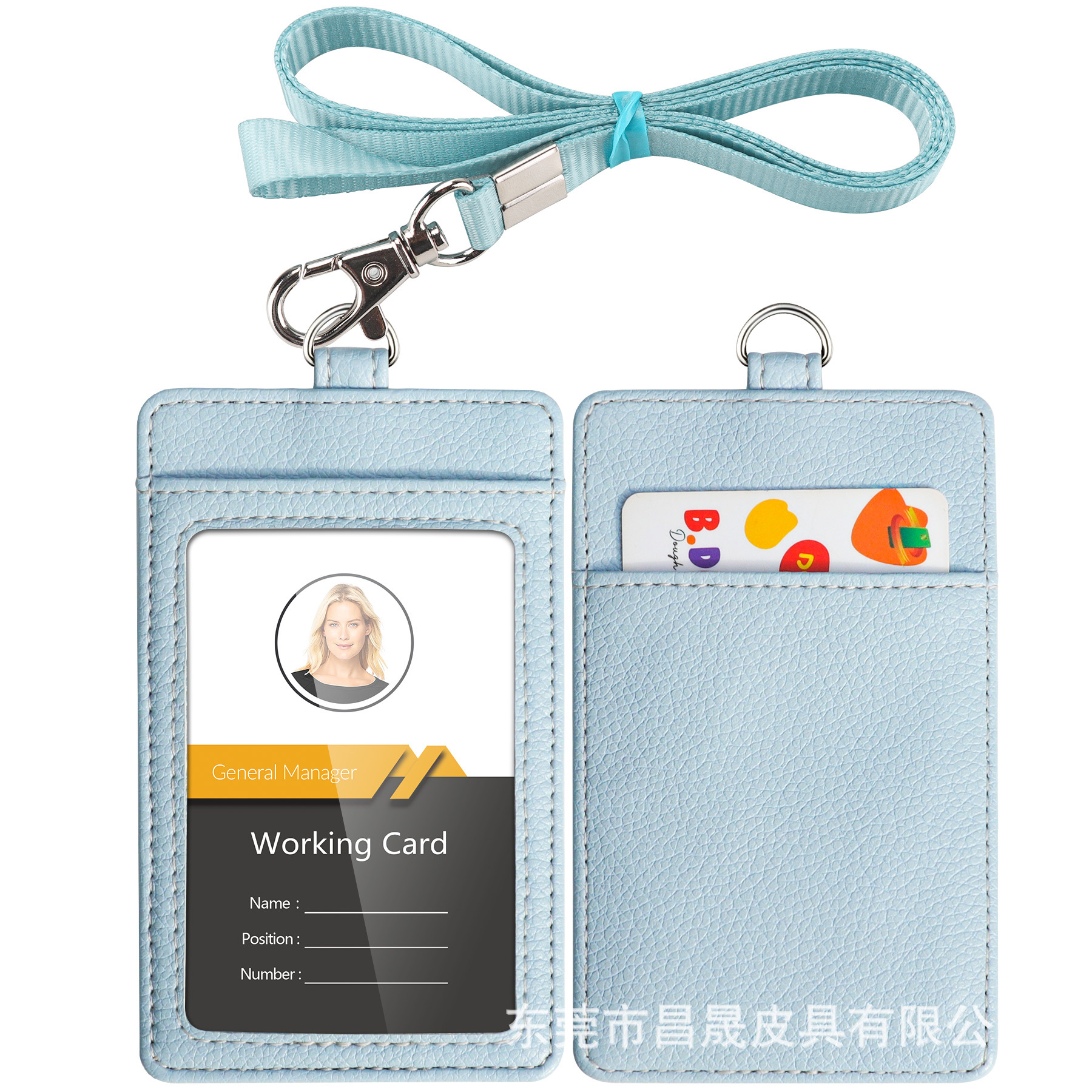 现货卡套糖果色工作牌证件卡套公交卡pu校园门禁工牌胸卡卡套挂绳