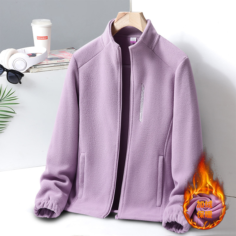 Autumn and winter New fleece coat men's and women's fleece-lined thickened polar fleece jacket windproof warm cardigan jacket factory wholesale