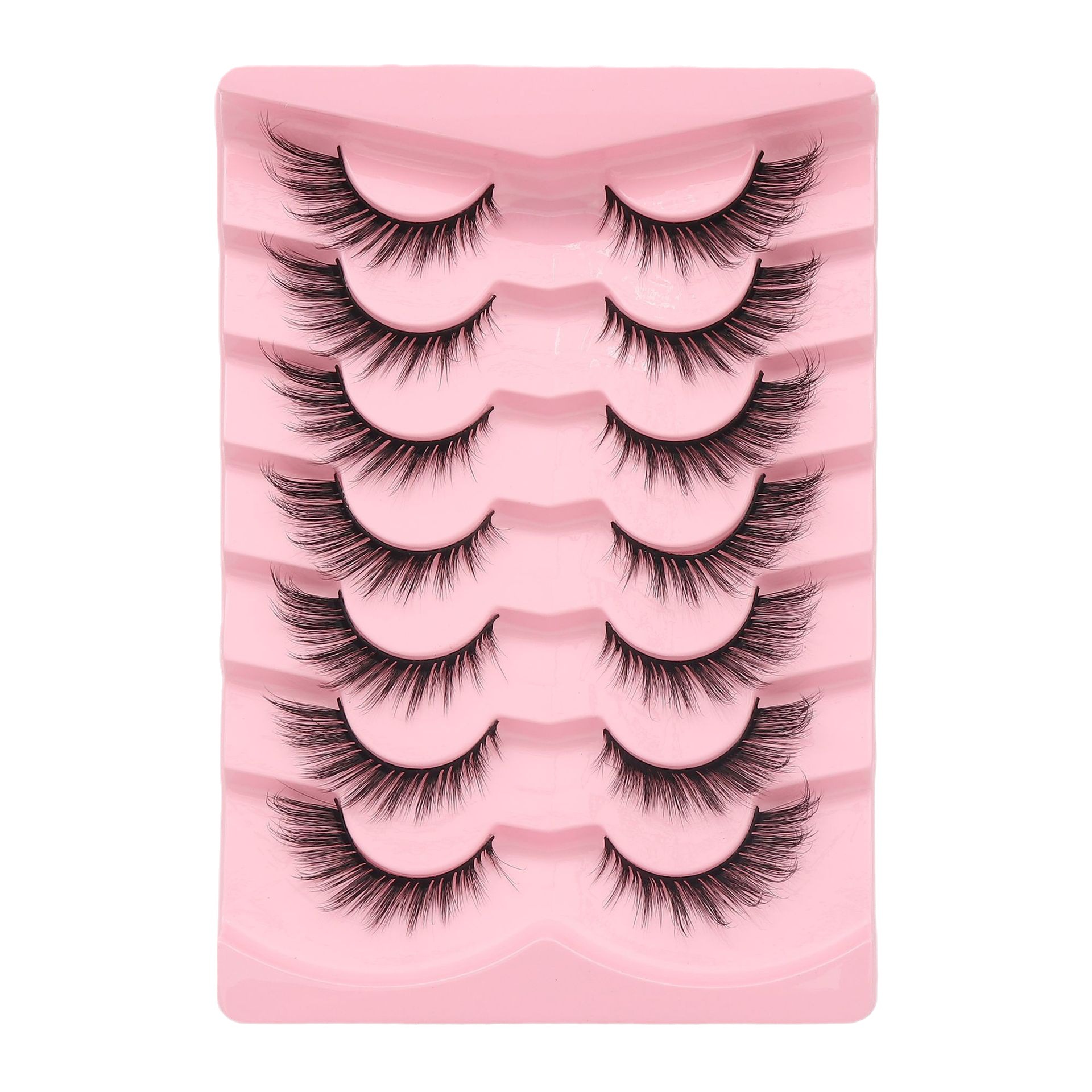 7 pares 3D gruesos exagerados rizos pestañas de una sola pieza Pestañas postizas de ojo de gato de zorro europeo y americano transfronterizo oblicuo