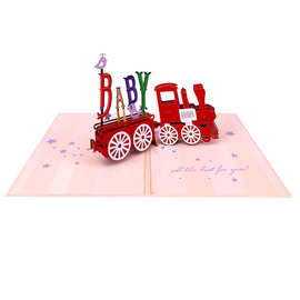 来图设计生日快乐红色小火车儿童节礼物创意灯光音乐电子功能贺卡
