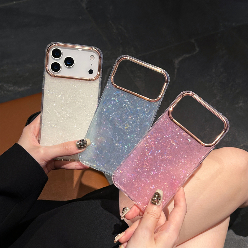 iPhone17用シェル型ケース、シェル柄、Apple16対応、グリッターアクリル、iPhone15電気メッキ、14promax対応|undefined