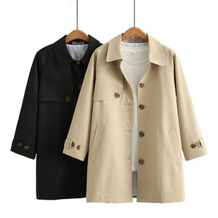 Korean style British style casual coat 2023 Autumn New chubby girl versatile slimming mid-length trench coat 2311