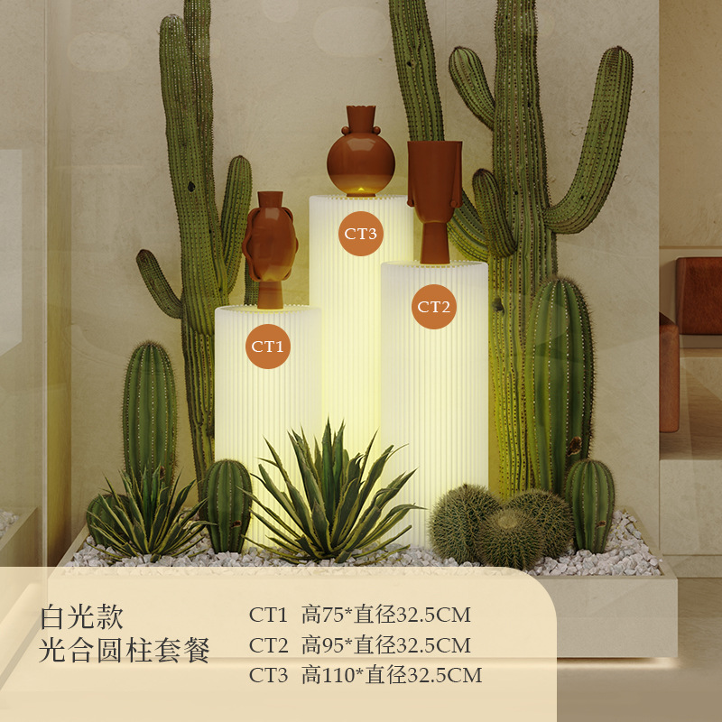 圆柱展示柜架子手办灯光展示货架柜置物摆件商用陈列展示台