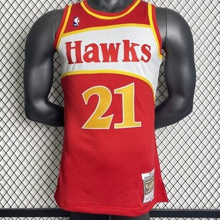 MN Hot Pressed Retro Jersey: SW Hawks Season 85/86 Red No. 21 Wilkins NBA Jersey