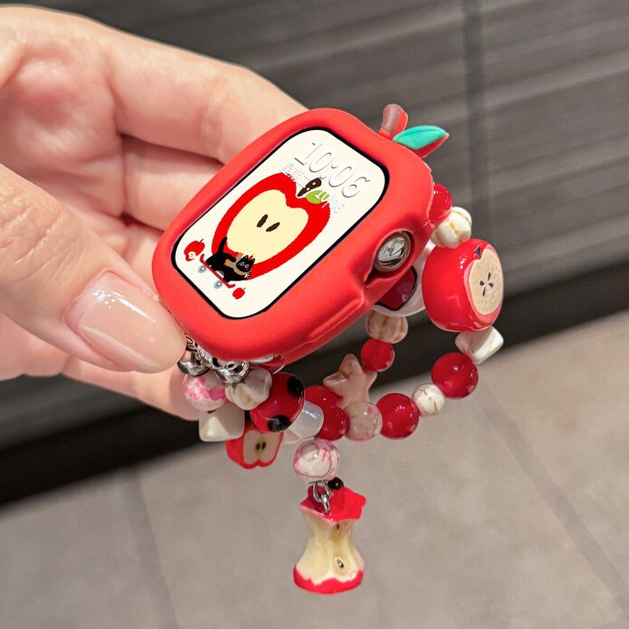 Suitable for Apple Watch Strap Iwatch10 New Double Row Apple Beaded S9 Chain Wristband S8 Summer Se Women's Model