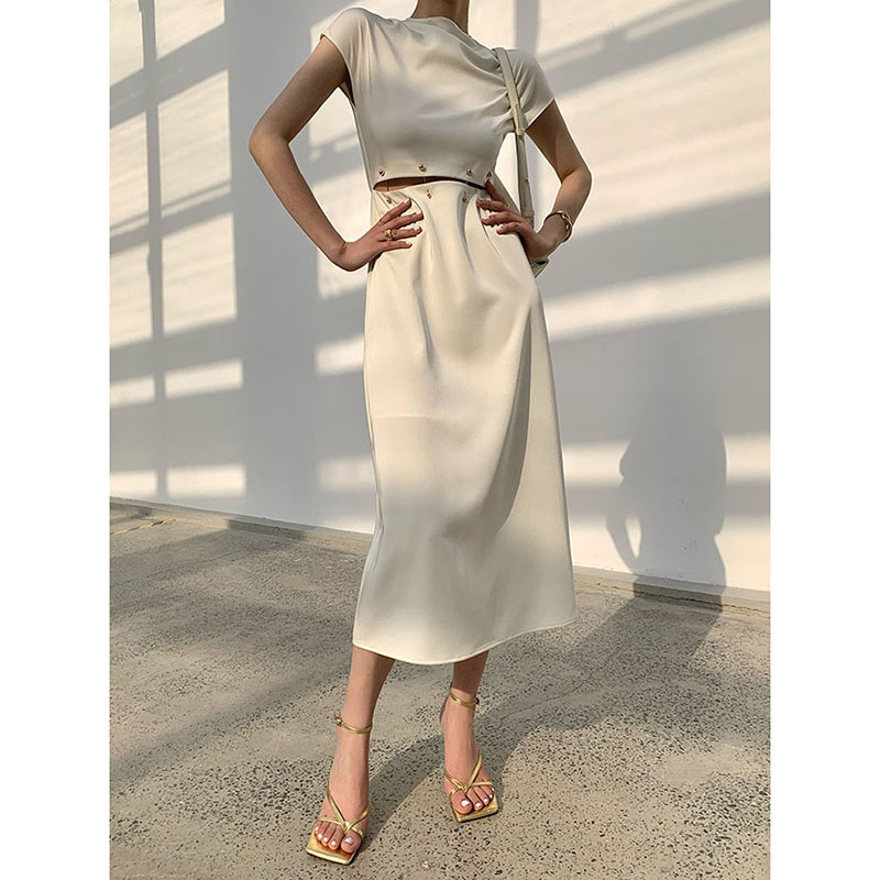 Simple Style Solid Color Maxi Dresses Polyester Hollow Out Regular Dress Midi Dress Dresses display picture 3