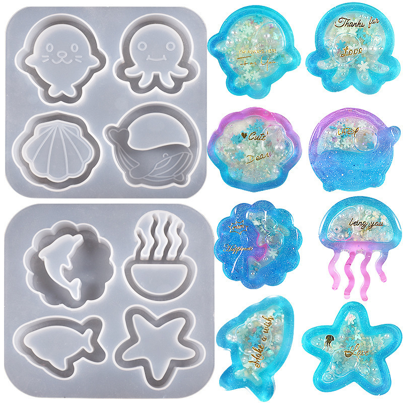 Dripping glue diy epoxy resin Marine quicksand shell jellyfish pendant mold key ring pendant jewelry grinding tool