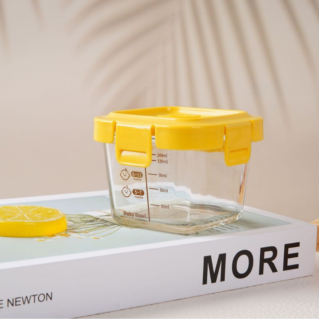 Caja de alimentos suplementarios bajos en boro para bebés almacenar vidrio para bebés cocinar tazón de alimentos suplementarios al vapor tazón de huevo sellado frescura