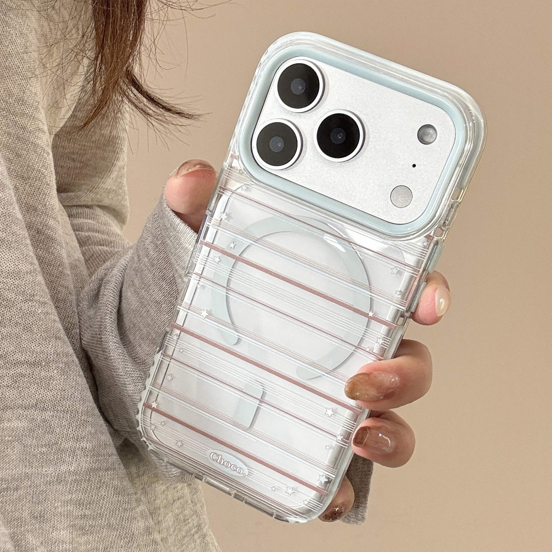 Amor succión soporte para Apple 17Promax caso de teléfono 15 arco azul marrón iPhone 16 coreano 13 suave