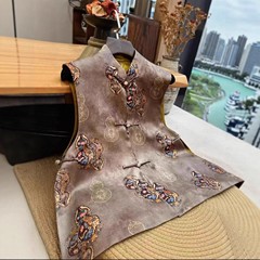 新中式双面穿马甲女批发秋季立领国风背心气质坎肩轻奢贵气马夹女