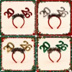 元旦装饰2026发箍跨年活动装扮头饰圣诞晚会头箍氛围拍照道具发饰