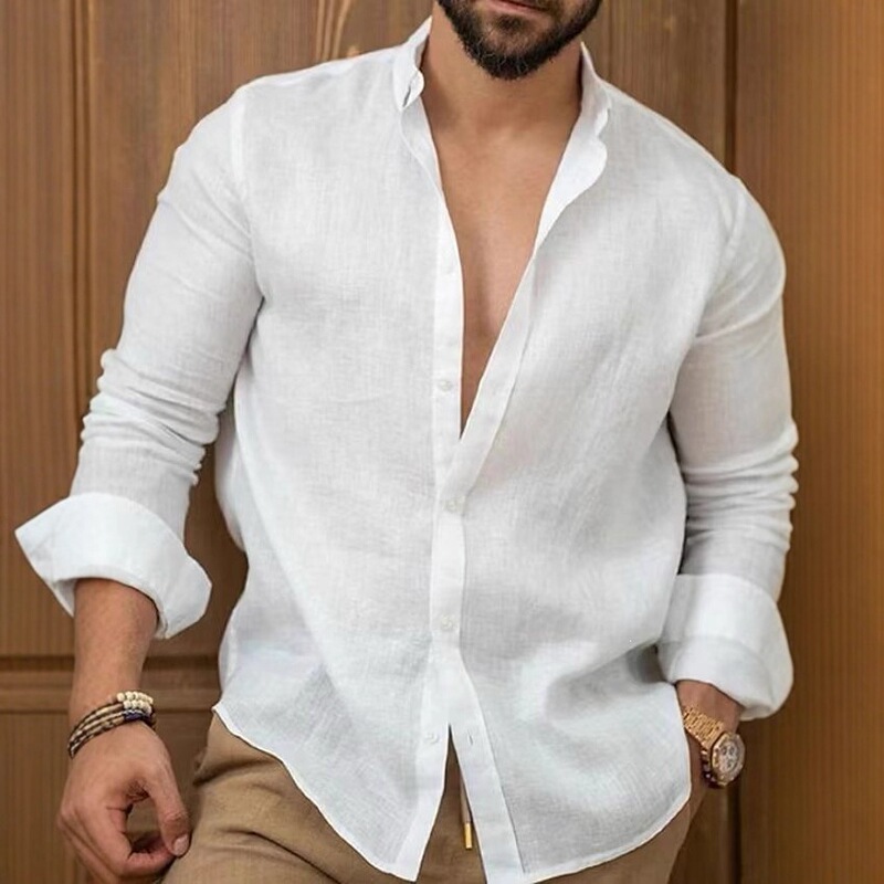 Cross-Border Foreign Trade Amazon European and American Independent Site Solid Color Men's Shirt Youth Casual Fashion Lapel Long-Sleeved Shirt Cross-Border Foreign Trade Amazon European and American Independent Site Solid Color Men's Shirt Youth Casual Fashion Lapel Long-Sleeved Shirt