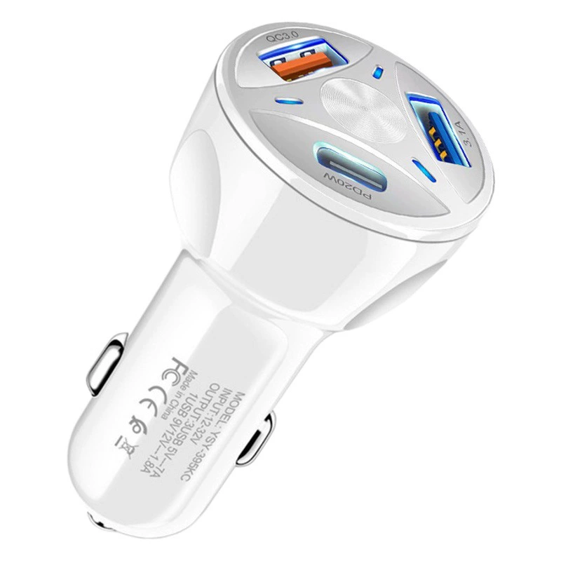 Многопортовое автомобильное зарядное устройство, двойное автомобильное зарядное устройство USB + PD, быстрая зарядка, USB + интерфейс Type-C, автомобильная зарядная головка
