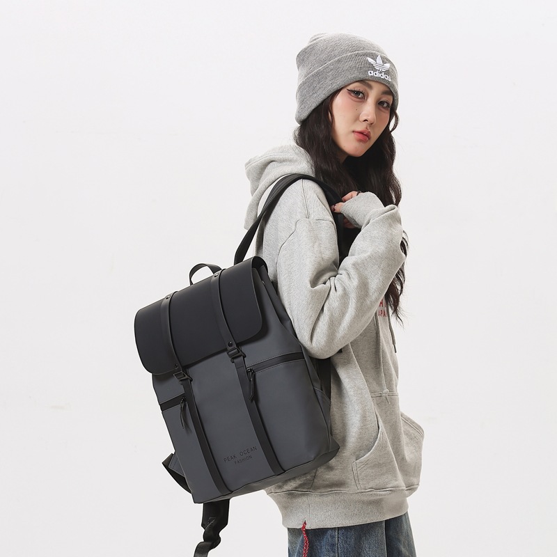 Mochila de estudiantes universitarios, nueva tendencia transfronteriza, mochila de pareja, mochila de computadora de cuero PU casual simple