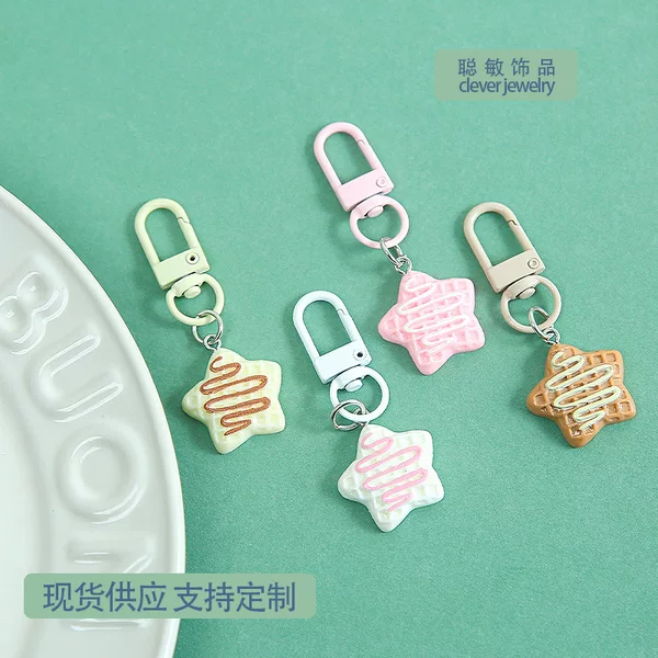Cute Syrup Star Cookie Keychain Bag Pendant DIY Handmade Bead Jewelry Accessories Materials Wholesale