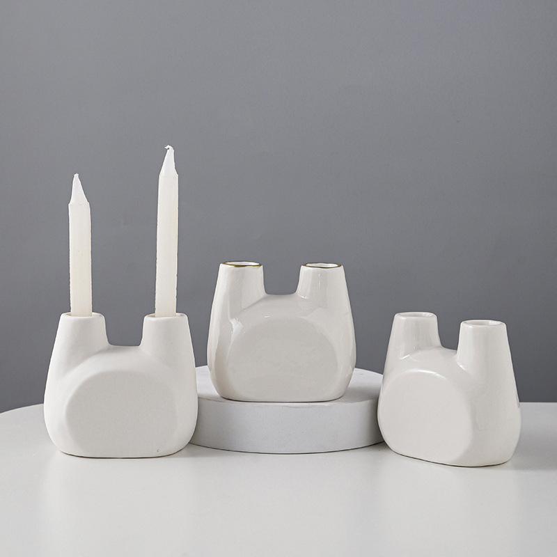 Francés del Norte de Europa retro titular de la vela de cerámica de doble cabeza cena romántica con velas de boda accesorios de tiro estilo INS