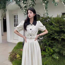 赫本风半身裙小套装小香风2025新款梨形身材穿搭套装裙子两件套夏