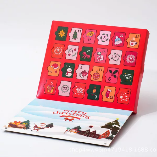 In-Stock Christmas Book-Shaped Calendar Box, Customizable Countdown 24-Day Advent Surprise Box, Flip-Top Blind Box, Squeeze Toy