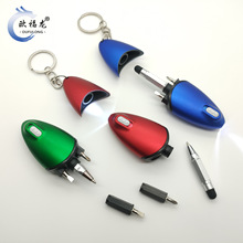 供应塑料5合1多功能圆珠笔便携螺丝刀/触控/led灯多功能工具笔
