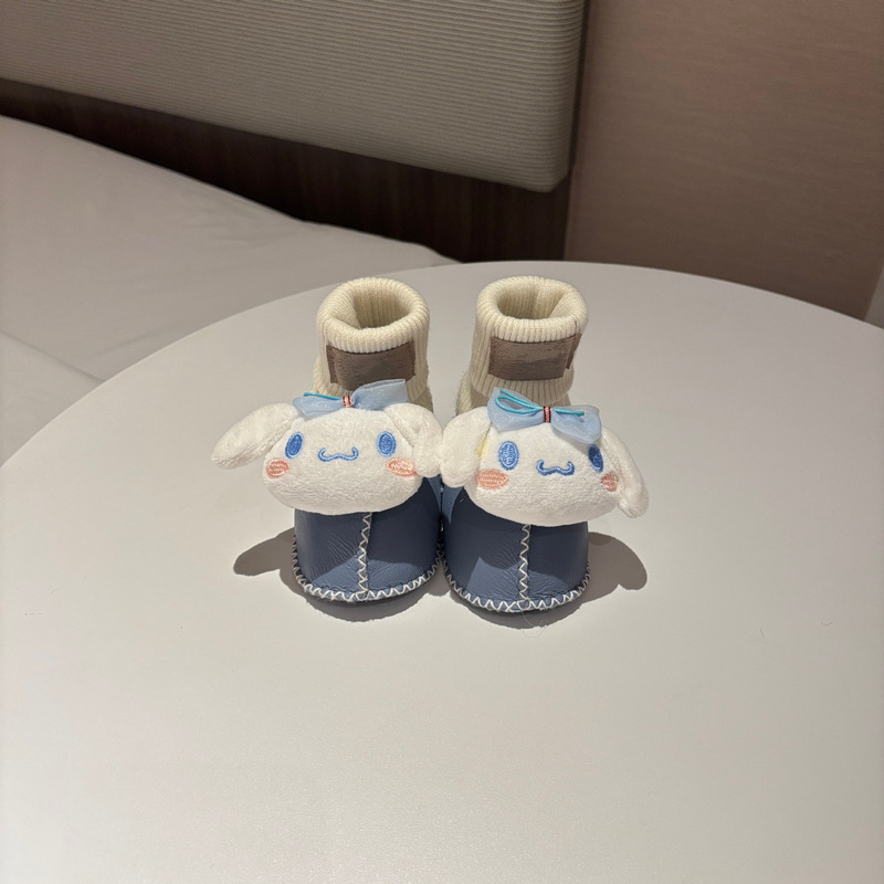 桑坡婴儿棉鞋羊皮毛一体步前鞋袜ins卡通男女宝宝软底毛毛鞋秋冬|undefined