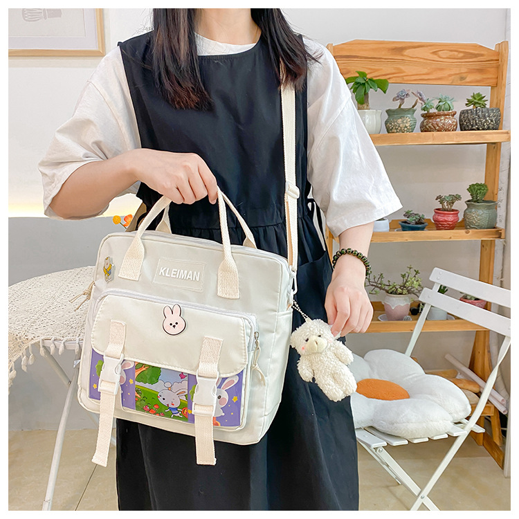 Book bag, handbag, canvas bag, large-capacity crossbody bag for girls, single-shoulder bag for primary school students, tutorial bag for classes, tutoring undefined