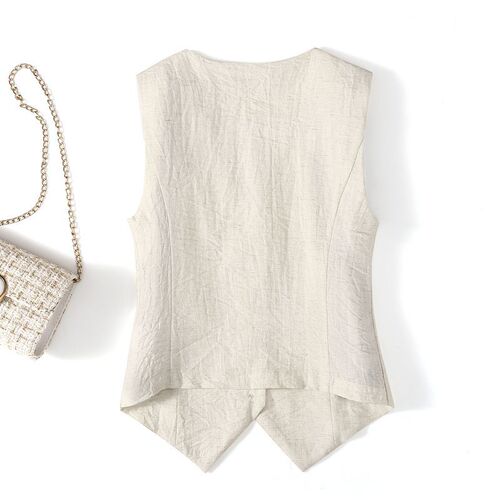 Linen vest women's thin summer new high-end slimming short sleeveless suit v-neck jacket