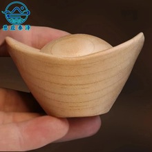 桃木元宝木雕小摆件工艺品抓周用品道具手把件原色木质元宝批发