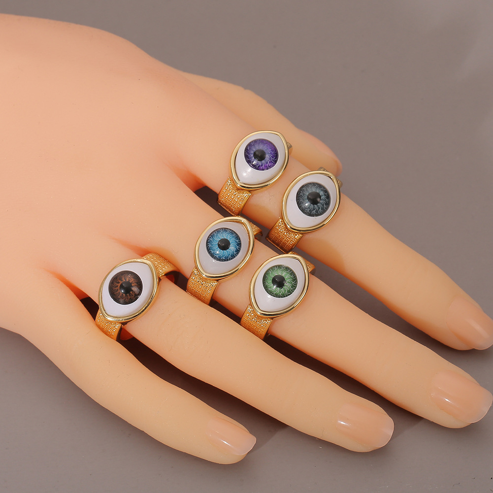 18k Brand New Retro Devil's Eye Bague En Cuivre En Gros Bonjour Bijoux display picture 7