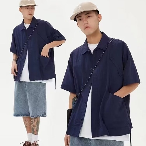 Summer Lapel Pouch Short-Sleeve Shirt