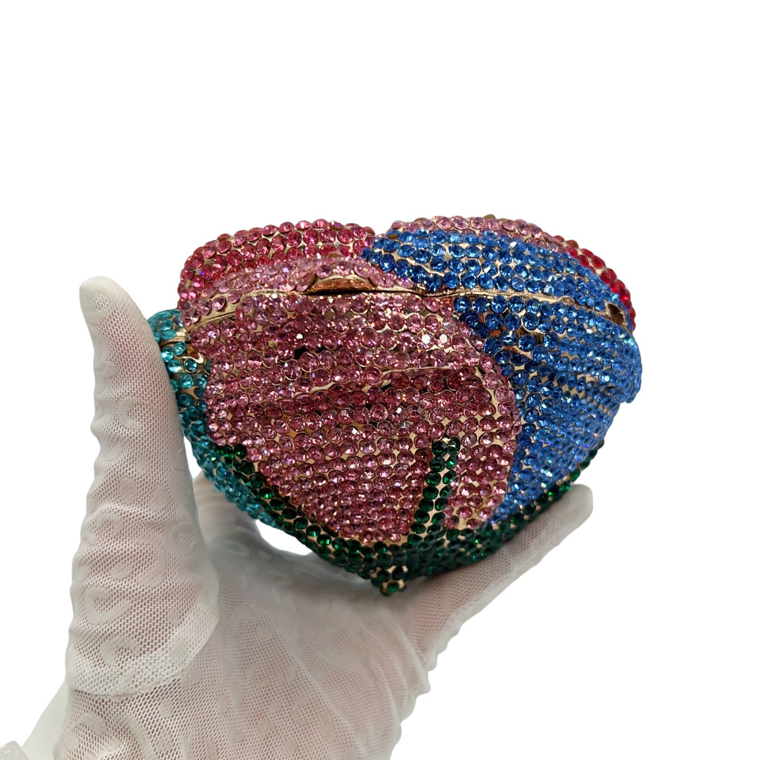Bolsa de cristal transfronteriza con diamantes para la cena bolsa de mano de brotes de flores de lujo ligera bolsa de banquete de diamantes de color
