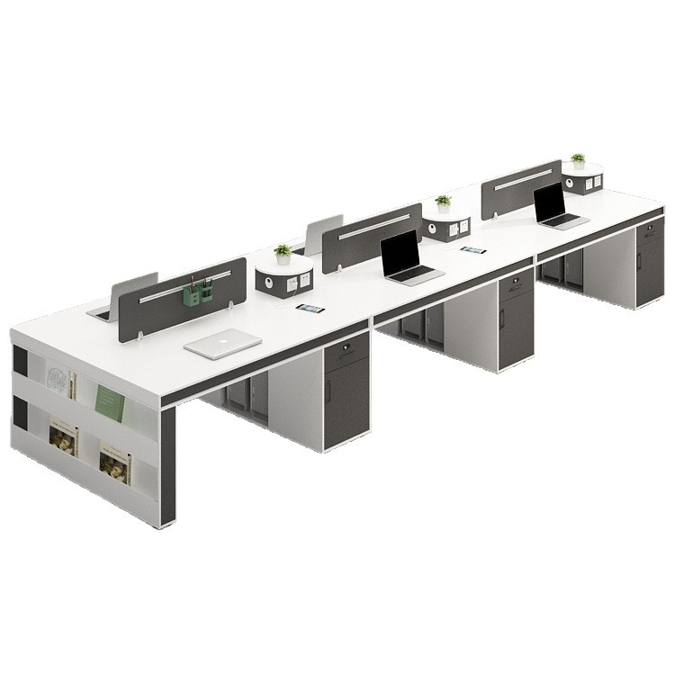 Mesa de personal de lujo ligero estilo simple y moderno 2 cuatro personas 6 combinación de escritorio y silla de computadora de oficina