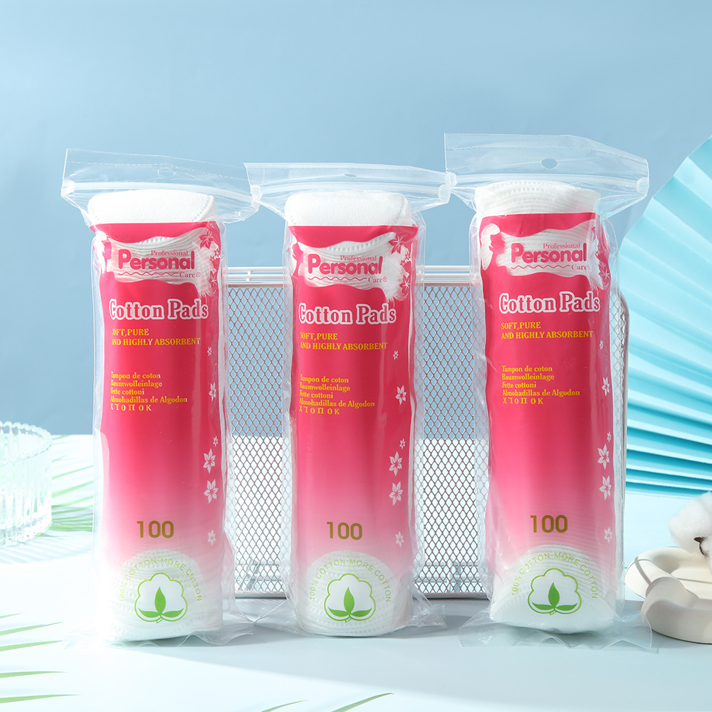 Agujero de aguja transfronterizo bordes de prensa de algodón de maquillaje húmedo ropa de viaje redondo de maquillaje de doble efecto limpiador de algodón desechable al por mayor