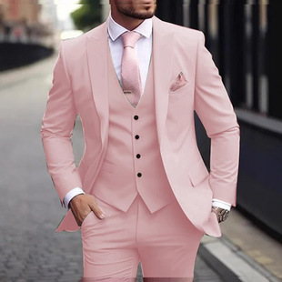 European and American Cross-Border Men's Adult Three-Piece Suit Foreign Trade Banquet Party Dance Casual Temperament Slim Suit