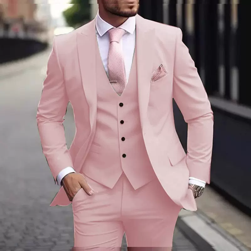 欧美跨境男士成人西装三件套外贸宴会派对舞会休闲气质修身型西服