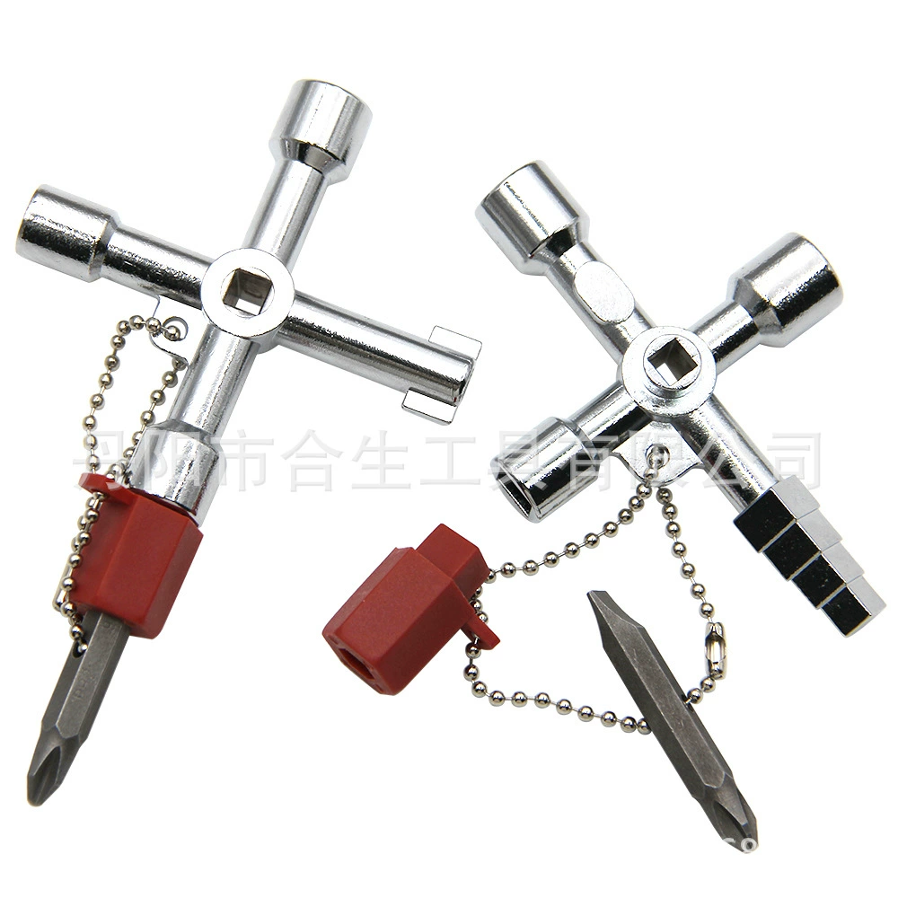 Четыре в одном многофункциональный серебряный ключ ключ гаечный ключ электрический электрический лифт электрический шкаф управления клапан треугольник четыре угла с наконечником