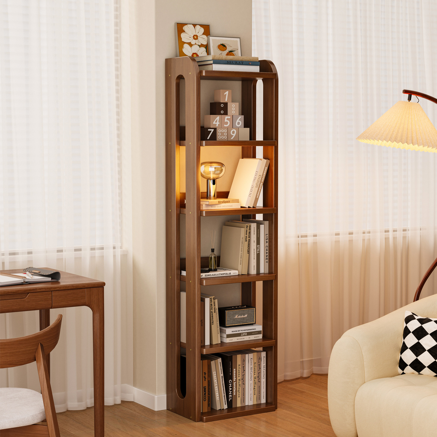 Estante multicapa de piso de madera sólida para ahorrar espacio en la esquina del libro ilustrado simple estante de almacenamiento de estante de almacenamiento de estante